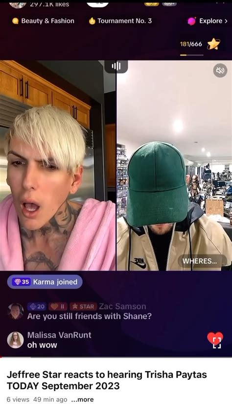 Jeffree star talks about Trisha again on his TikTok live